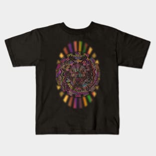 Aztec Sun Psychedelic Mask Kids T-Shirt